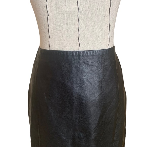 Paule Ka Black Leather Pencil Skirt with Zipper Detail size 38 - Picture 2 of 10